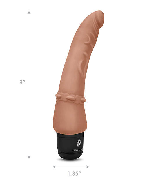 Powercocks 7" Slim Anal Realistic Vibrator - Mocha - Empower Pleasure