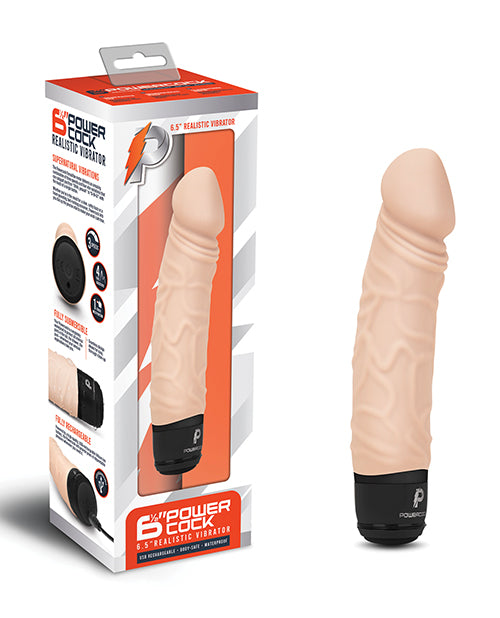 Powercocks 6.5" Realistic Vibrator - Ivory - Empower Pleasure