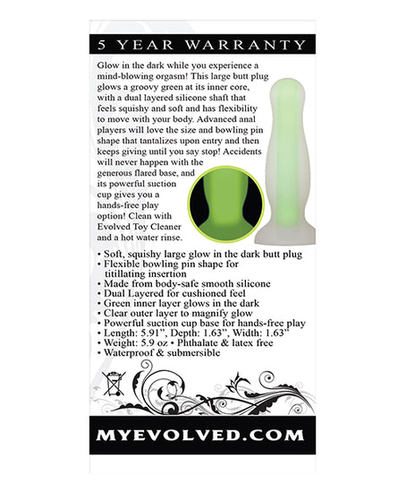 Evolved Luminous Anal Plug Large - Green - Empower Pleasure
