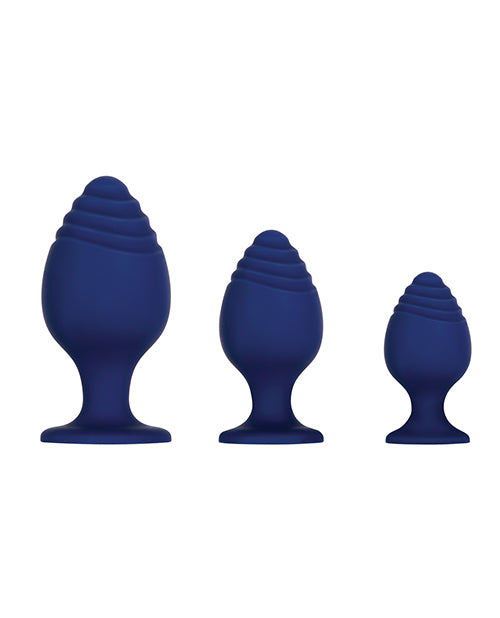 Evolved Get Your Groove On 3-Piece Silicone Anal Plug Set - Blue - Empower Pleasure