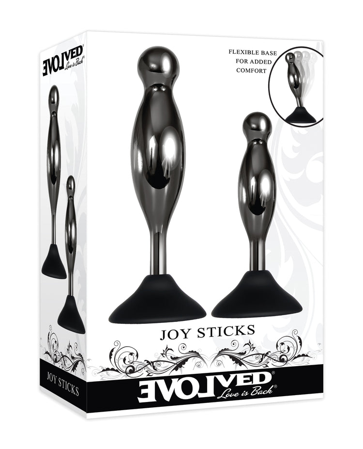 Evolved Joy Sticks 2-Piece Plug Set - Black/Chrome - Empower Pleasure