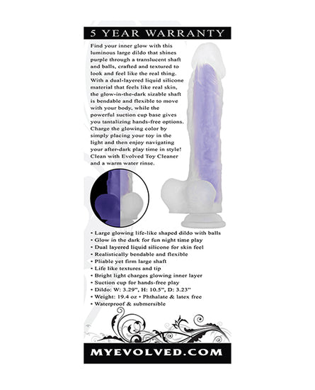 Evolved Luminous Dildo Stud Non Vibrating - Purple - Empower Pleasure