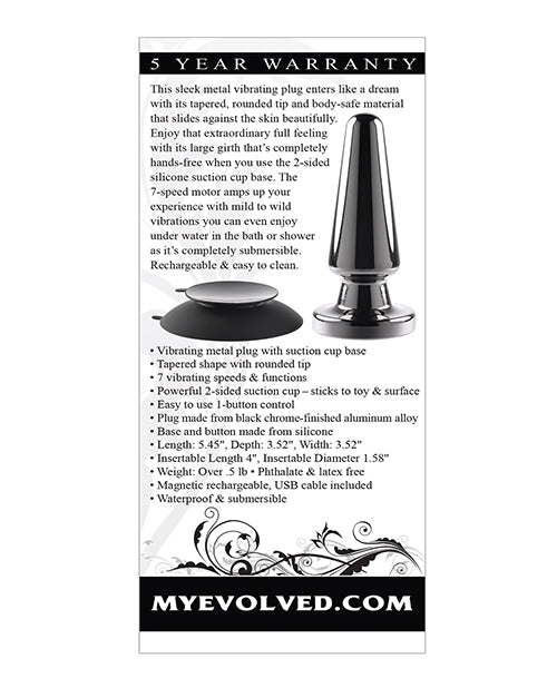 Evolved Advanced Vibrating Rechargeable Metal Plug - Black - Empower Pleasure