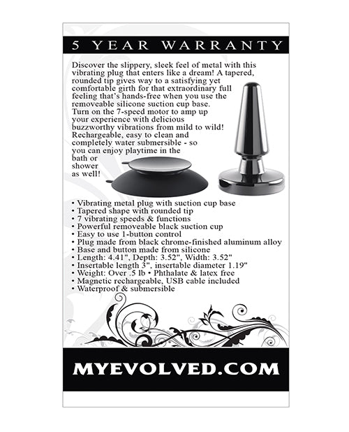 Evolved Beginner Vibrating Rechargeable Metal Plug - Black - Empower Pleasure