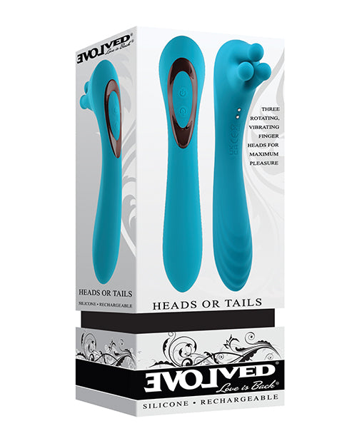 Evolved Heads or Tails Rechargeable Vibrator - Teal - Empower Pleasure