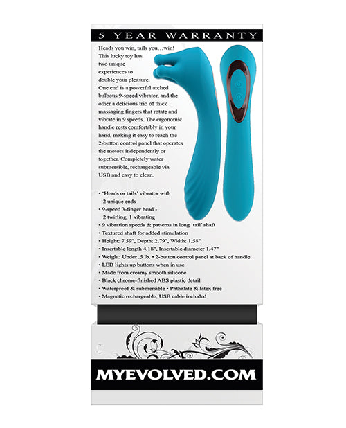 Evolved Heads or Tails Rechargeable Vibrator - Teal - Empower Pleasure