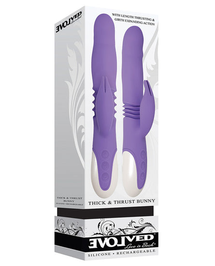 Evolved Thick & Thrust Bunny Dual Stim Rechargeable - Purple Evolved Thick & Thrust Bunny Dual Stim Rechargeable - Purple