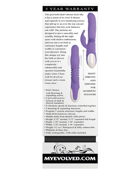 Evolved Thick & Thrust Bunny Dual Stim Rechargeable - Purple Evolved Thick & Thrust Bunny Dual Stim Rechargeable - Purple