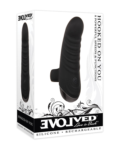 Evolved Hooked on You Curved Finger Vibrator - Black - Empower Pleasure