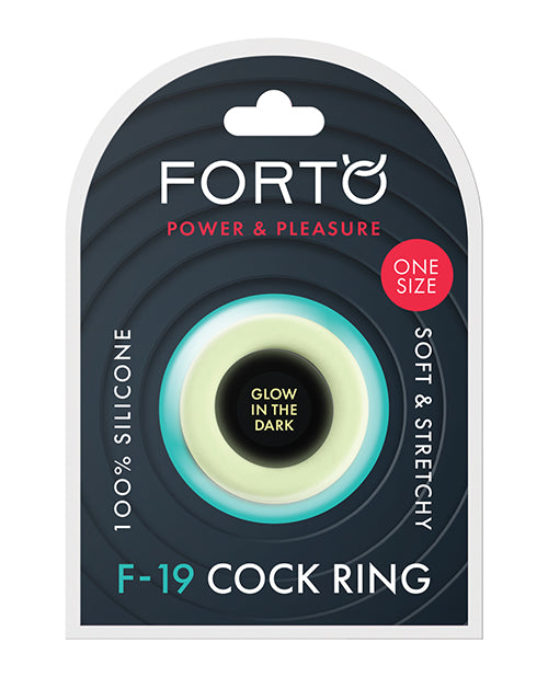 Forto F-19 Two Tone Liquid Silicone Cock Ring - Black/Glow in the Dark - Empower Pleasure