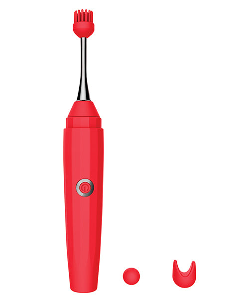 Luv Inc. Orgasm Pen with Three Attachments - Red - Empower Pleasure