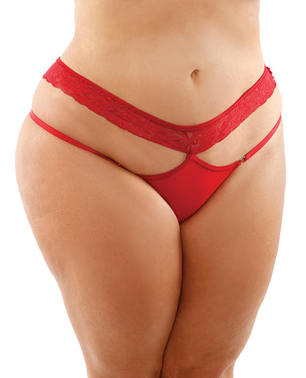 Bottoms Up Ren Microfiber Bikini Panty w/ Lace Waist Red QN - Empower Pleasure