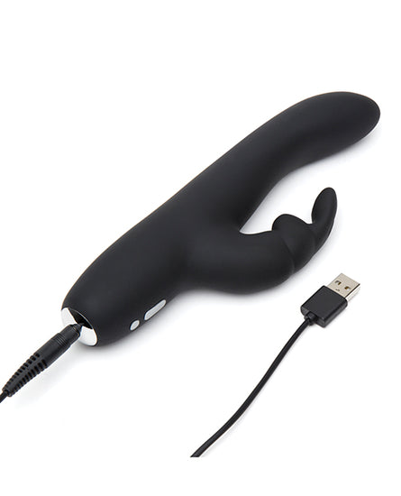 Fifty Shades of Grey Greedy Girl Rechargeable Slimline Rabbit Vibrator - Black - Empower Pleasure