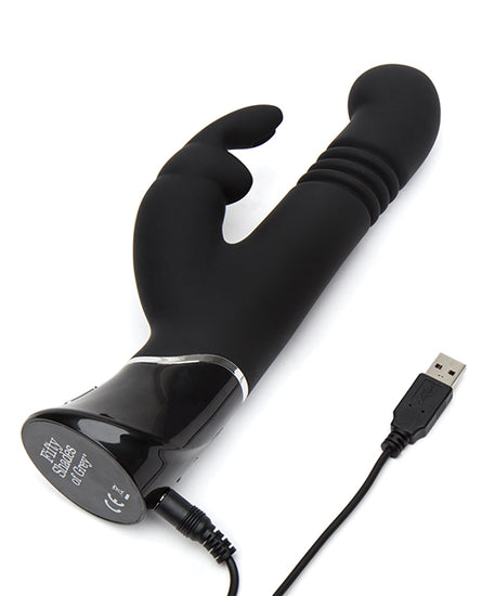 Fifty Shades of Grey Greedy Girl Rechargeable Thrusting G Spot Rabbit Vibrator - Black - Empower Pleasure