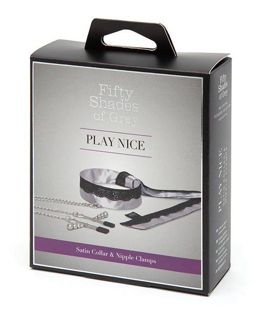 Fifty Shades of Grey Play Nice Satin & Lace Collar & Nipple Clamps - Empower Pleasure