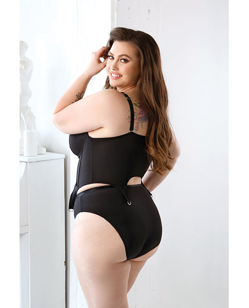 Curve Sloan Cropped Bustier Top and Panty - Black - Empower Pleasure