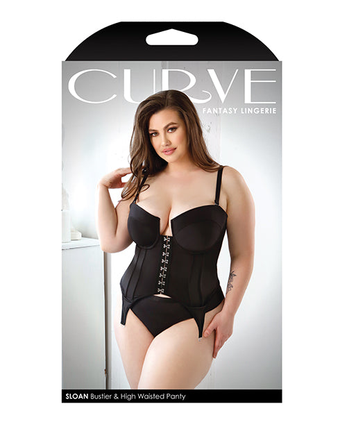 Curve Sloan Cropped Bustier Top and Panty - Black - Empower Pleasure