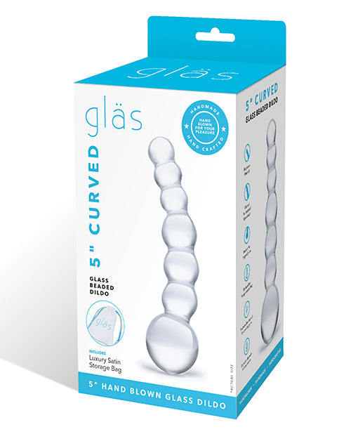Glas 5" Curved Glass Beaded Dildo - Empower Pleasure