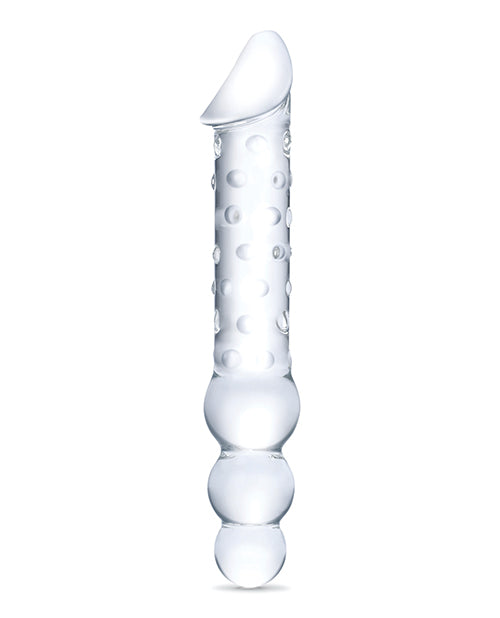 Glas 12" Double Ended Glass Dildo with Anal Beads - Clear