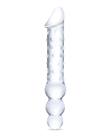 Glas 12" Double Ended Glass Dildo with Anal Beads - Clear - Empower Pleasure