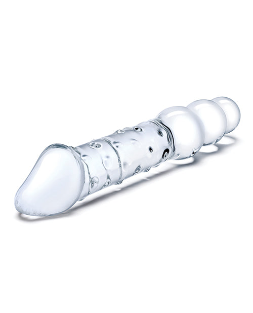 Glas 12" Double Ended Glass Dildo with Anal Beads - Clear - Empower Pleasure