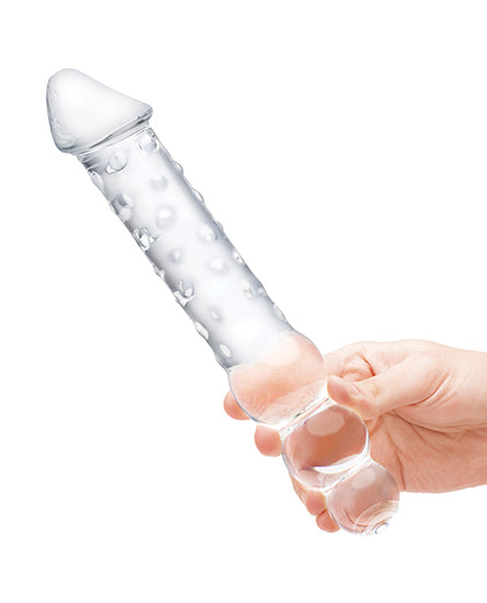 Glas 12" Double Ended Glass Dildo with Anal Beads - Clear - Empower Pleasure