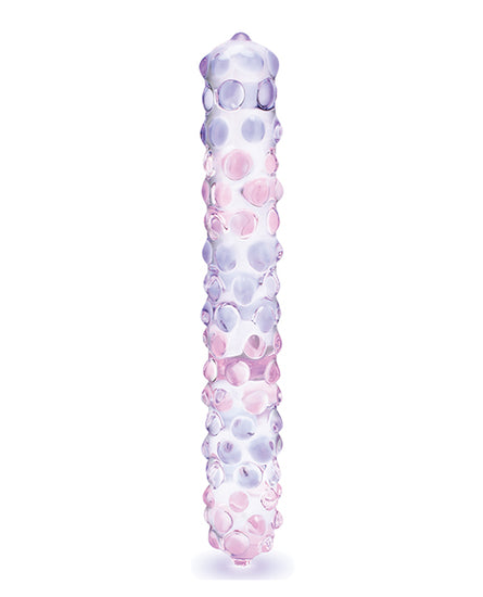 Glas 9" Purple Rose Nubby Glass Dildo - Purple/Pink - Empower Pleasure