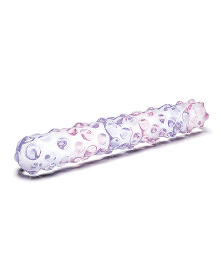 Glas 9" Purple Rose Nubby Glass Dildo - Purple/Pink - Empower Pleasure