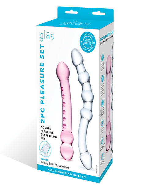 Glas 2 Pc Double Pleasure Glass Dildo Set - Empower Pleasure