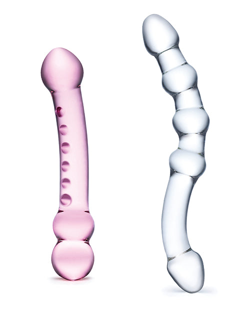 Glas 2 Pc Double Pleasure Glass Dildo Set - Empower Pleasure