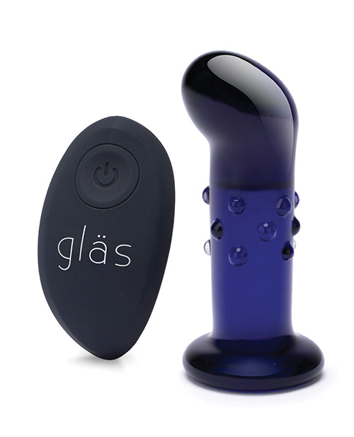 Glas 4" Rechargeable Vibrating Dotted G Spot/P Spot Plug - Blue - Empower Pleasure