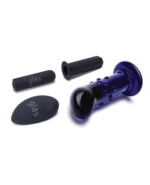 Glas 4" Rechargeable Vibrating Dotted G Spot/P Spot Plug - Blue - Empower Pleasure