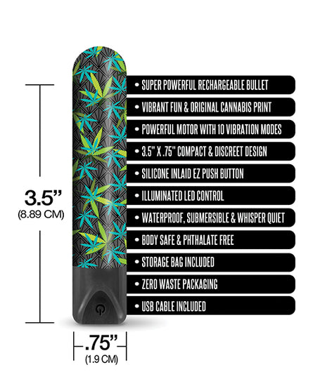 Buzzed 3.5" Rechargeable Bullet - Canna Queen Black - Empower Pleasure