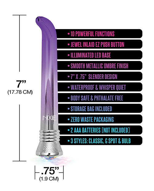 Nixie Waterproof G-Spot Vibe  - 10-Function Purple Ombre Glow - Empower Pleasure