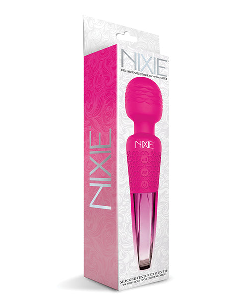 Nixie Rechargeable Wand Massager - Pink Ombre Metallic - Empower Pleasure