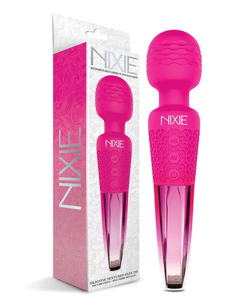 Nixie Rechargeable Wand Massager - Pink Ombre Metallic - Empower Pleasure