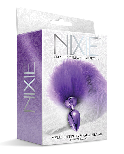 Nixie Metal Butt Plug w/Faux Fur Tail - Purple Metallic - Empower Pleasure