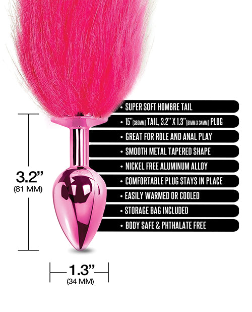Nixie Metal Butt Plug w/Faux Fur Tail - Pink Metallic - Empower Pleasure