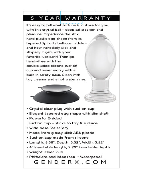 Gender X Crystal Ball Plug w/Suction Cup - Clear - Empower Pleasure