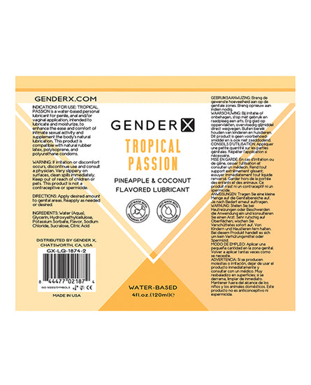 Gender X Flavored Lube - 4 oz Tropical Passion - Empower Pleasure