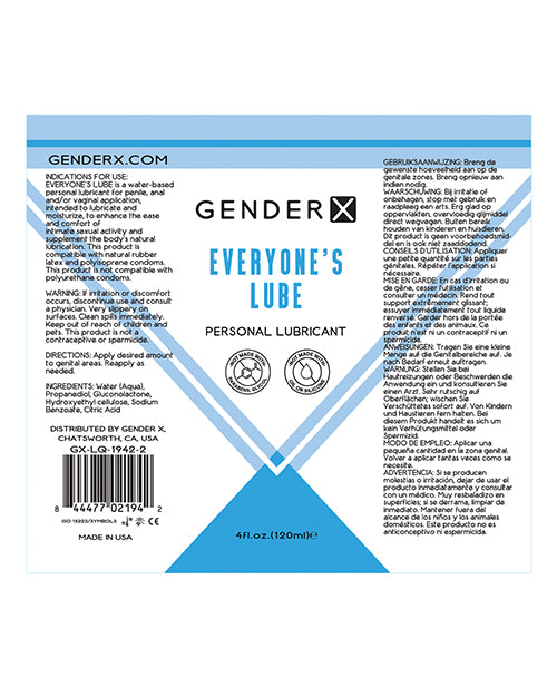 Gender X Flavored Lube - 4 oz Everyone's - Empower Pleasure