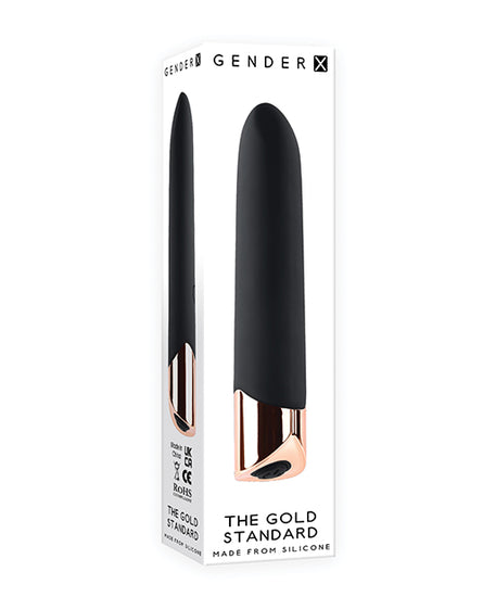 Gender X The Gold Standard Rechargeable Silicone Bullet - Black/Rose Gold - Empower Pleasure