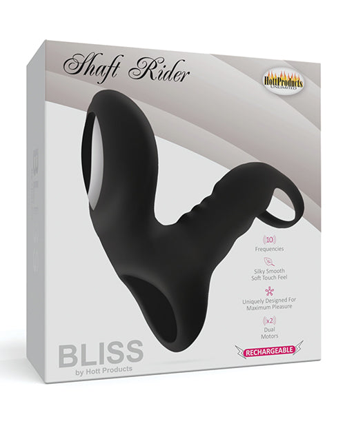 Bliss Shaft Rider Vibrating Cock Ring Sleeve - Black - Empower Pleasure