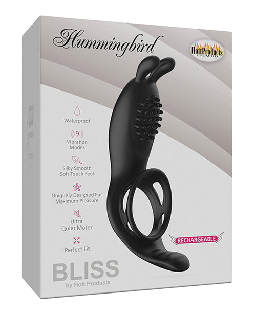 Bliss Hummingbird Vibrating Cock Ring - Black - Empower Pleasure