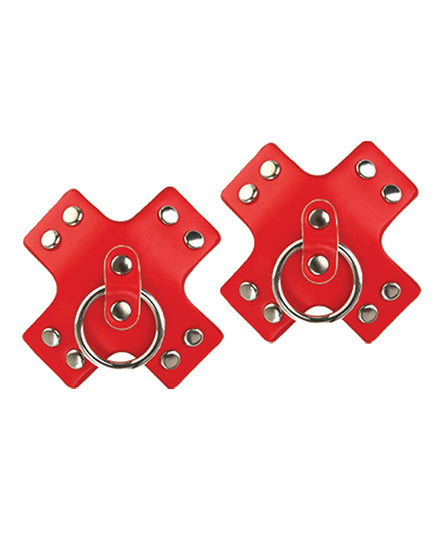 Nipplicious Seducer Leather Pasties w/Ring - Red - Empower Pleasure
