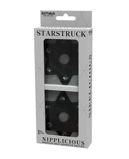 Nipplicious Starstruck  Leather Pasties w/Studs & Nipple Hole - Black - Empower Pleasure
