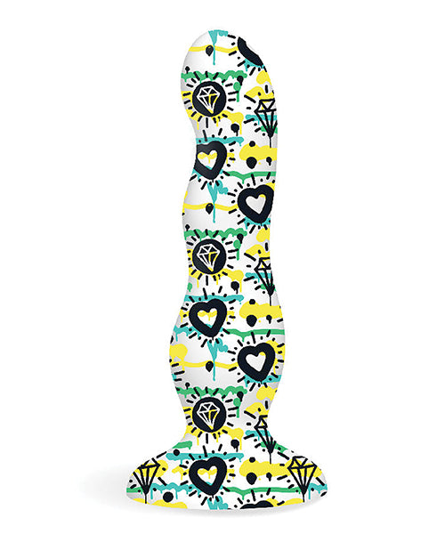 Collage Diamonds & Hearts Curvy Silicone Dildo - Empower Pleasure