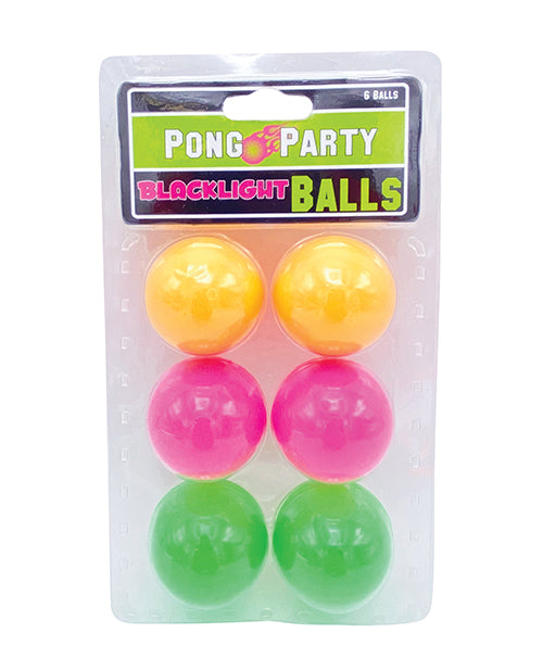 Black Light Pong Balls - Assorted Colors - Pack-of-6