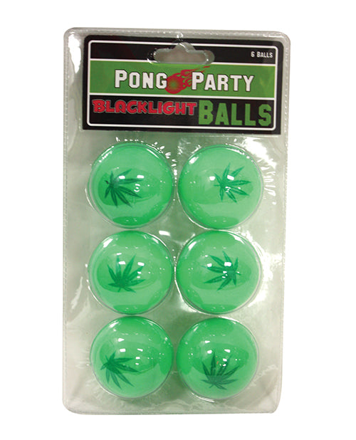 Pot Leaf Black Light Pong Balls - Green Pack of 6 - Empower Pleasure