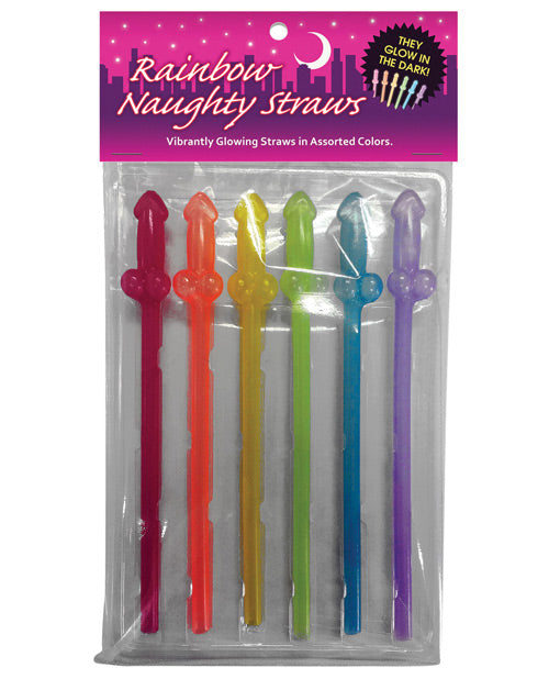 Naughty Glow in the Dark Rainbow Straws - Pack of 6 - Empower Pleasure